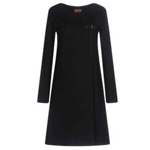 Alpha Studio Black Equestrian Style Jersey Shift Dress Women's Sz 6 NWT $220